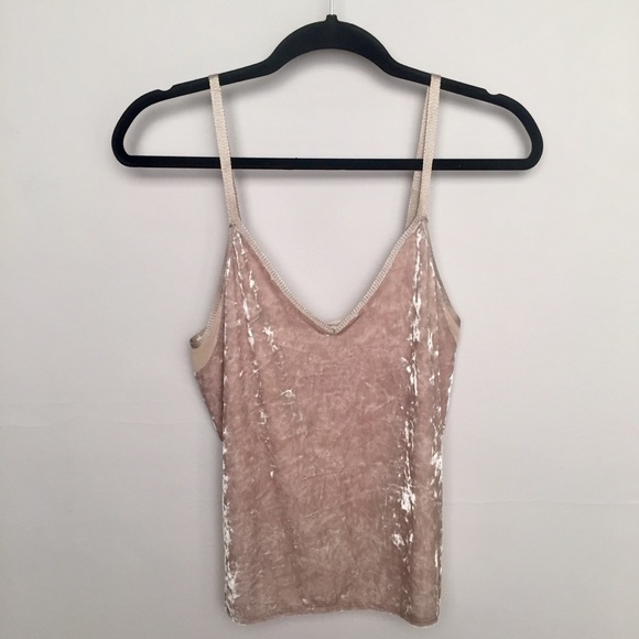 Zara Tops - Zara | Crushed Velvet Sheer Panel Cami Tank Top S